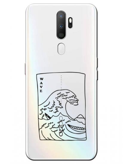 Oppo A5 2020 Kanagawa Wave Şeffaf Telefon Kılıfı