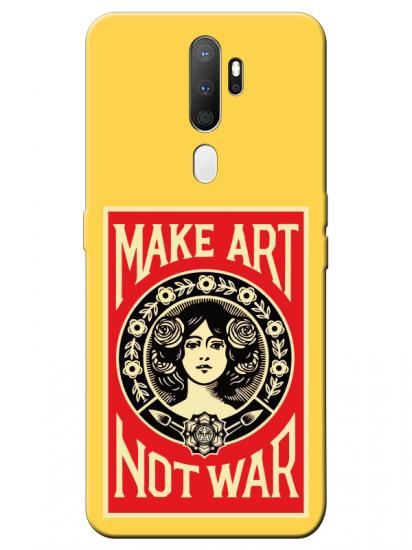 Oppo A5 2020 Make Art Not War Sarı Telefon Kılıfı