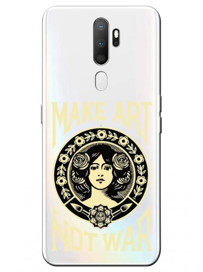 Oppo A5 2020 Make Art Not War Şeffaf Telefon Kılıfı