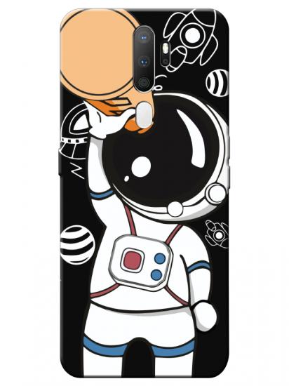 Oppo A5 2020 Astronot Siyah Telefon Kılıfı