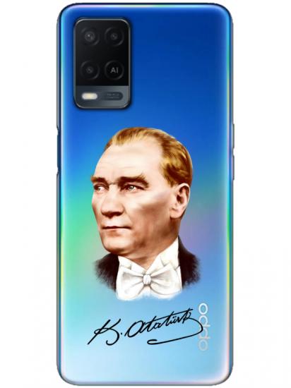 Oppo A54 Atatürk İmzalı Şeffaf Telefon Kılıfı