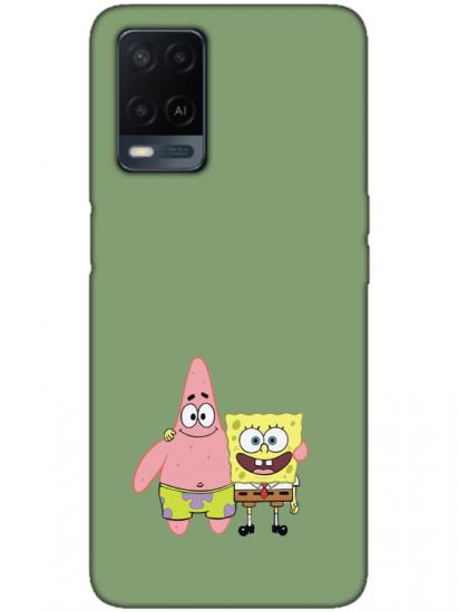 Oppo A54 Sünger Bob Ve Patrickstar Yeşil Telefon Kılıfı