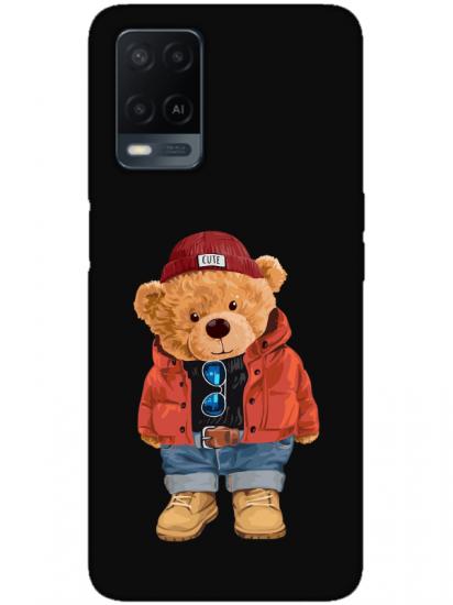 Oppo A54 Teddy Bear Siyah Telefon Kılıfı