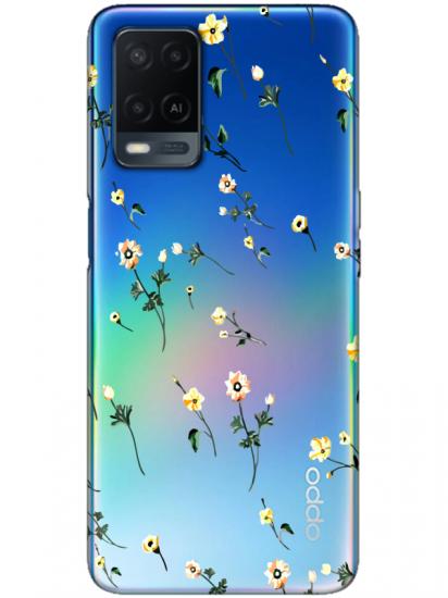 Oppo A54 Çiçekli Şeffaf Telefon Kılıfı