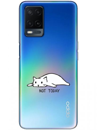 Oppo A54 Not Today Kedi Şeffaf Telefon Kılıfı