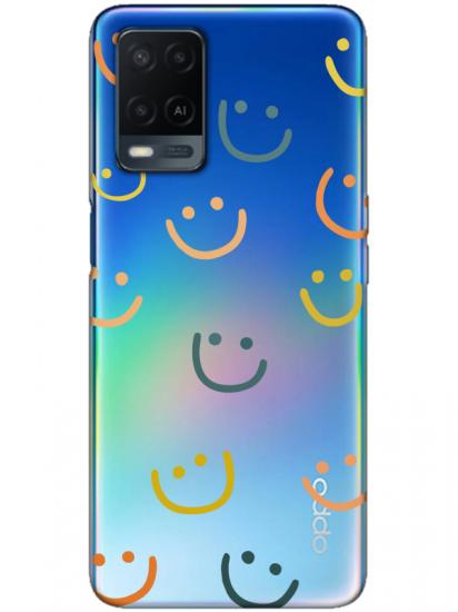 Oppo A54 Emoji Gülen Yüz Şeffaf Telefon Kılıfı