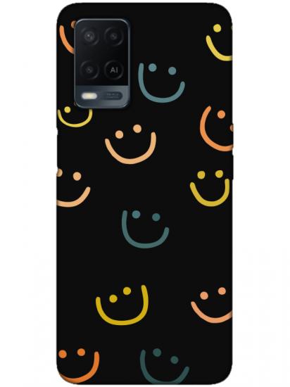 Oppo A54 Emoji Gülen Yüz Siyah Telefon Kılıfı