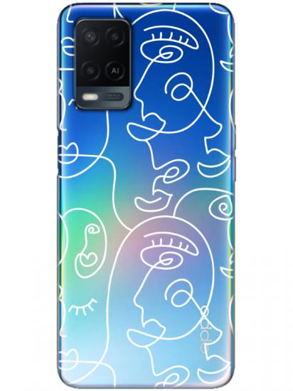 Oppo A54 Face Art Şeffaf Telefon Kılıfı