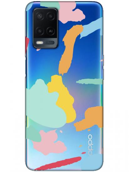 Oppo A54 Sanatsal Boyalar Şeffaf Telefon Kılıfı