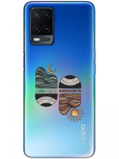 Oppo A54 Sunset Wave Şeffaf Telefon Kılıfı