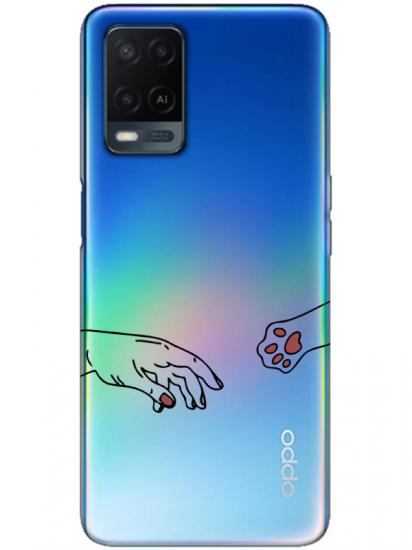 Oppo A54 Hand And Paw Şeffaf Telefon Kılıfı