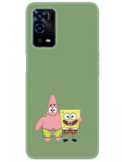 Oppo A55 Sünger Bob Ve Patrickstar Yeşil Telefon Kılıfı