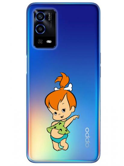 Oppo A55 Taş Devri Kız Bebek Şeffaf Telefon Kılıfı