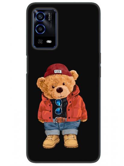 Oppo A55 Teddy Bear Siyah Telefon Kılıfı