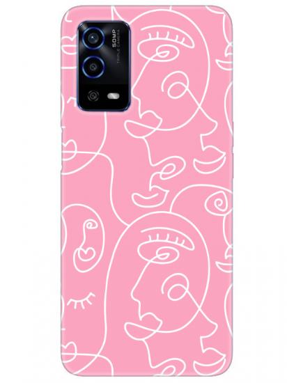 Oppo A55 Face Art Pembe Telefon Kılıfı