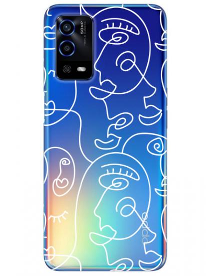 Oppo A55 Face Art Şeffaf Telefon Kılıfı