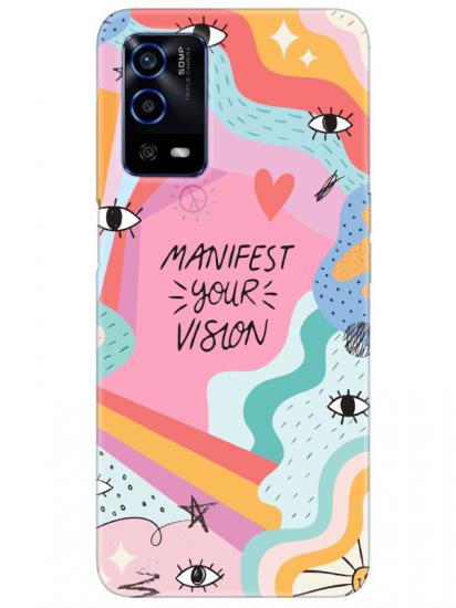 Oppo A55 Manifest Your Vision Pembe Telefon Kılıfı