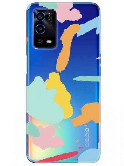 Oppo A55 Sanatsal Boyalar Şeffaf Telefon Kılıfı