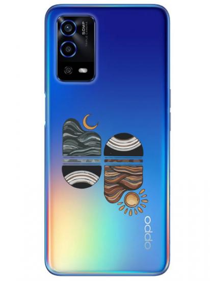 Oppo A55 Sunset Wave Şeffaf Telefon Kılıfı