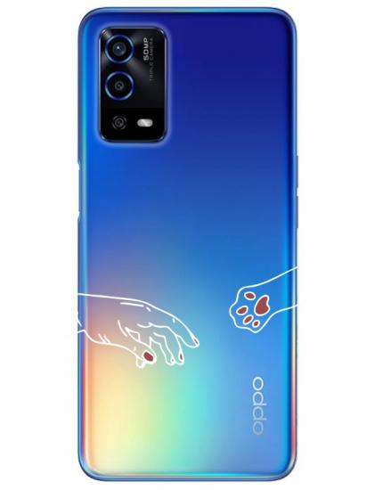 Oppo A55 Hand And Paw Şeffaf Telefon Kılıfı