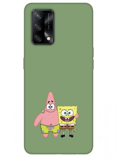 Oppo A74 Sünger Bob Ve Patrickstar Yeşil Telefon Kılıfı