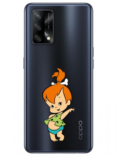 Oppo A74 Taş Devri Kız Bebek Şeffaf Telefon Kılıfı