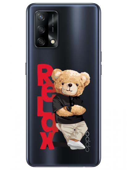 Oppo A74 Teddy Bear Relax Şeffaf Telefon Kılıfı