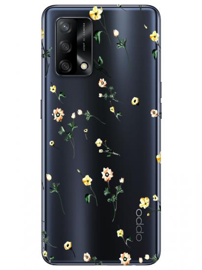 Oppo A74 Çiçekli Şeffaf Telefon Kılıfı