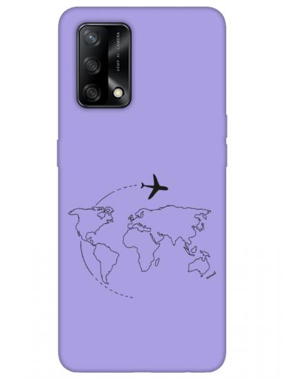 Oppo A74Face Art Lila Telefon Kılıfı