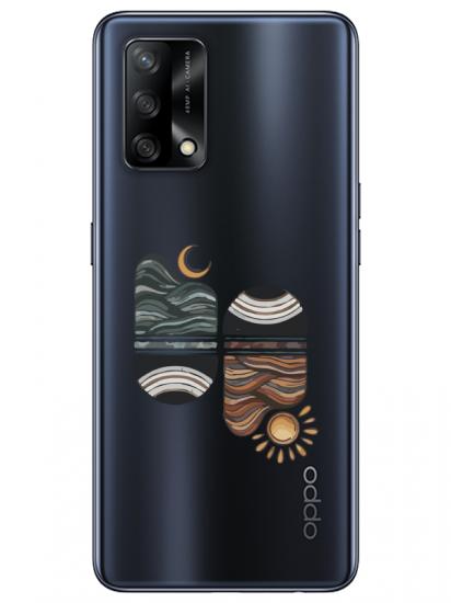 Oppo A74 Sunset Wave Şeffaf Telefon Kılıfı