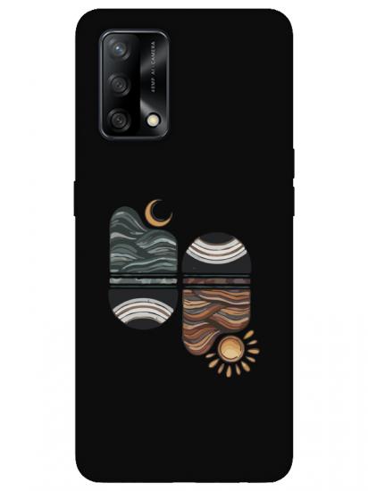 Oppo A74 Sunset Wave Siyah Telefon Kılıfı