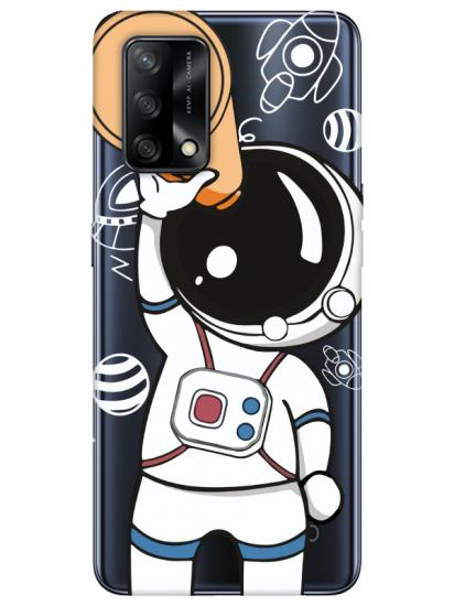 Oppo A74 Astronot Şeffaf Telefon Kılıfı