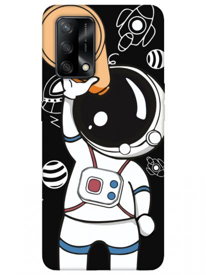 Oppo A74 Astronot Siyah Telefon Kılıfı