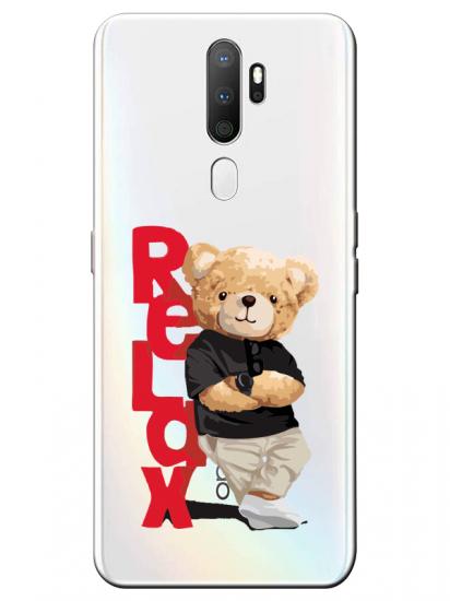 Oppo A9 2020 Teddy Bear Relax Şeffaf Telefon Kılıfı