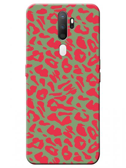 Oppo A9 2020 Leopar Desenli Yeşil Telefon Kılıfı