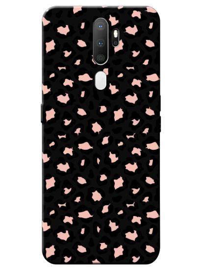 Oppo A9 2020 Leopar Desenli Siyah Telefon Kılıfı