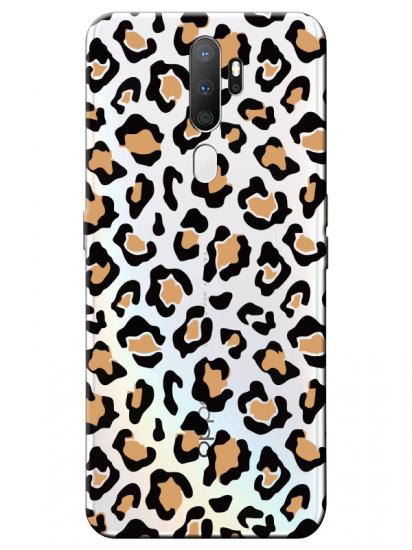 Oppo A9 2020 Leopar Desenli Şeffaf Telefon Kılıfı