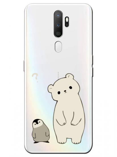 Oppo A9 2020 Penguen Ve Ayıcık Şeffaf Telefon Kılıfı