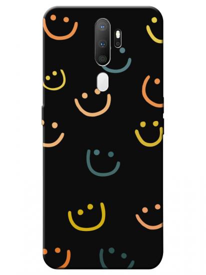 Oppo A9 2020 Emoji Gülen Yüz Siyah Telefon Kılıfı