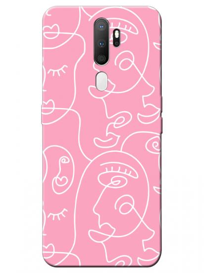 Oppo A9 2020 Face Art Pembe Telefon Kılıfı