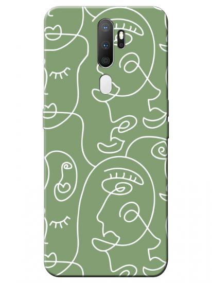 Oppo A9 2020 Face Art Yeşil Telefon Kılıfı