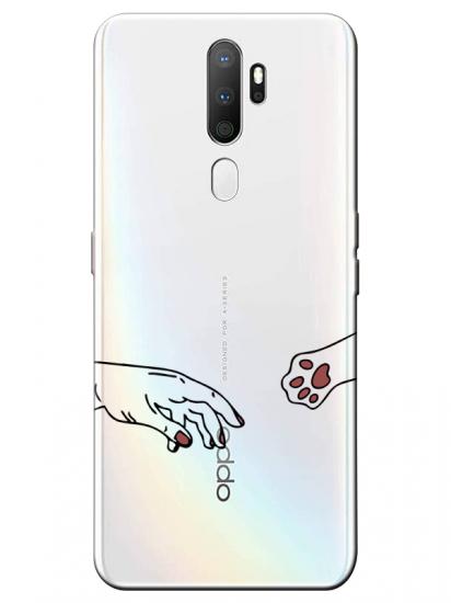 Oppo A9 2020 Hand And Paw Şeffaf Telefon Kılıfı