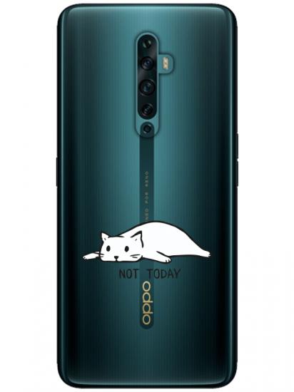 Oppo Reno2 Z Not Today Kedi Şeffaf Telefon Kılıfı