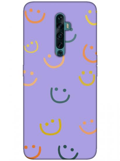 Oppo Reno2 Z Emoji Gülen Yüz Lila Telefon Kılıfı