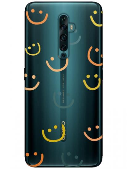 Oppo Reno2 Z Emoji Gülen Yüz Şeffaf Telefon Kılıfı