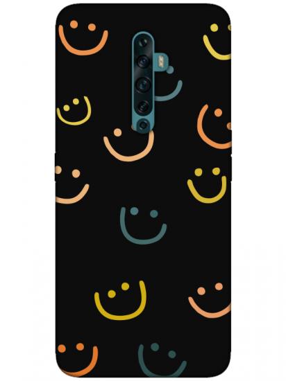 Oppo Reno2 Z Emoji Gülen Yüz Siyah Telefon Kılıfı