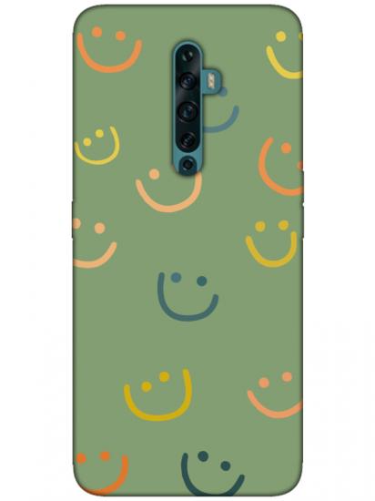 Oppo Reno2 Z Emoji Gülen Yüz Yeşil Telefon Kılıfı