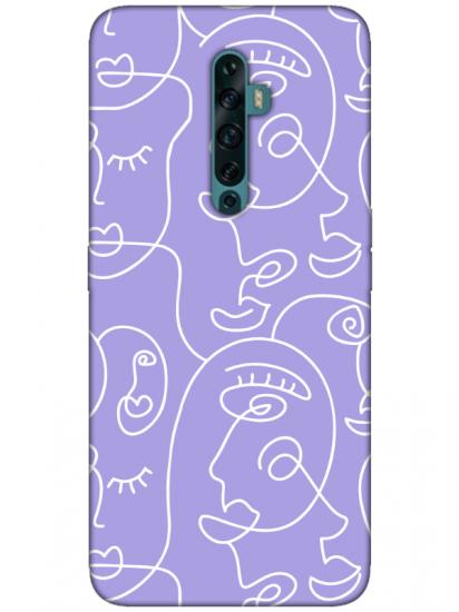 Oppo Reno2 Z Face Art Lila Telefon Kılıfı