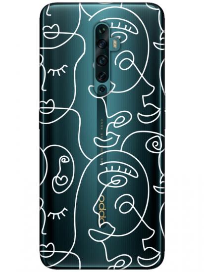 Oppo Reno2 Z Face Art Şeffaf Telefon Kılıfı