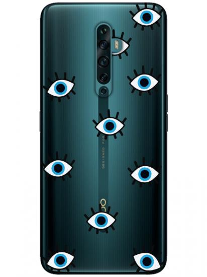 Oppo Reno2 Z Nazar Gözler Şeffaf Telefon Kılıfı